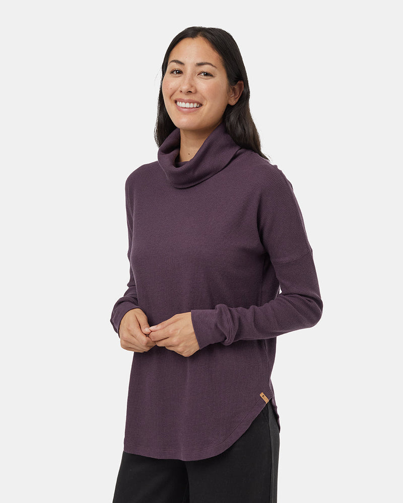 Purple-Womens-Waffle-Knit-Sweater
