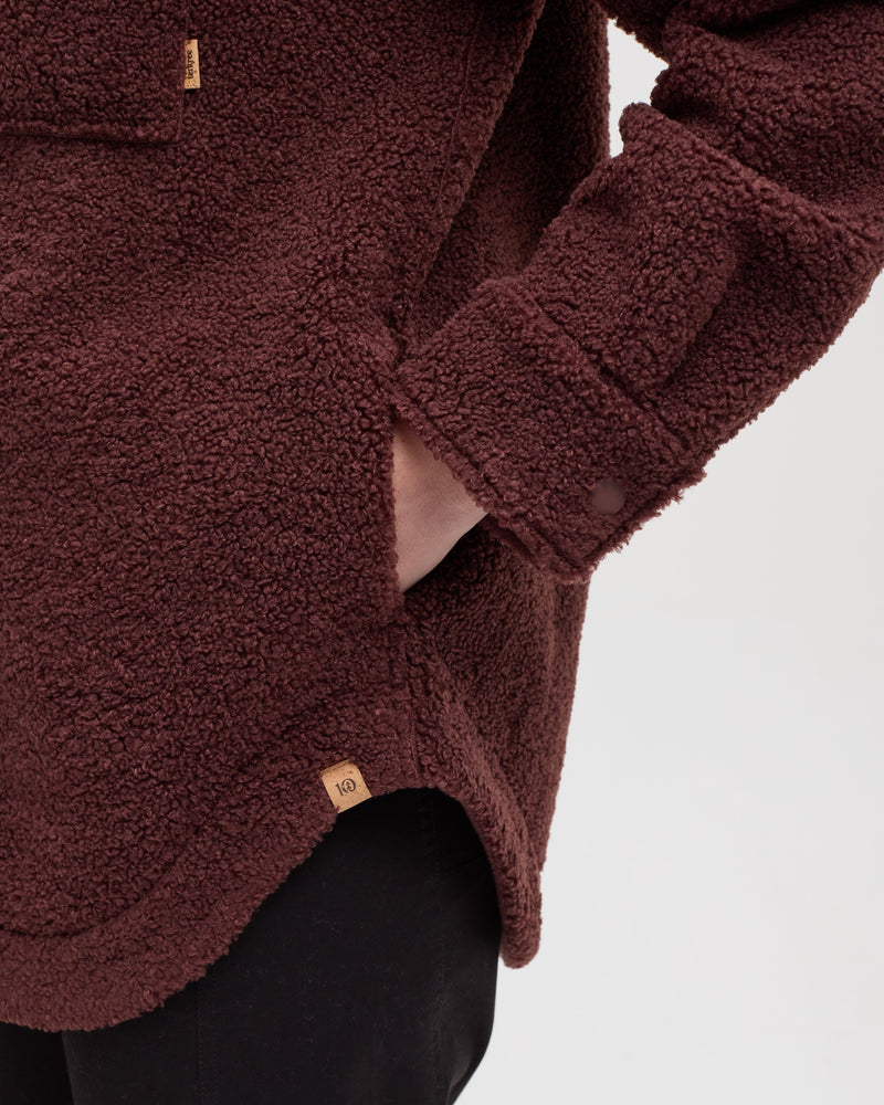 Red-Boucle-Oversized-Fit-Fleece-Jacket