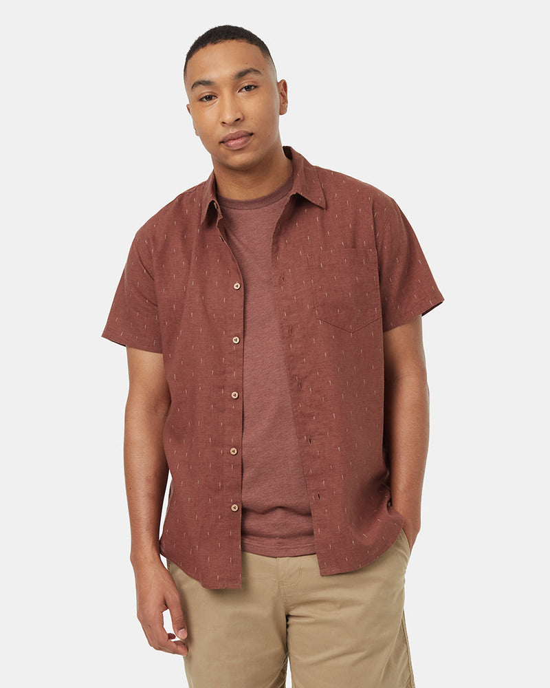 Red-Hemp-Button-Up-Shortsleeve-Shirt