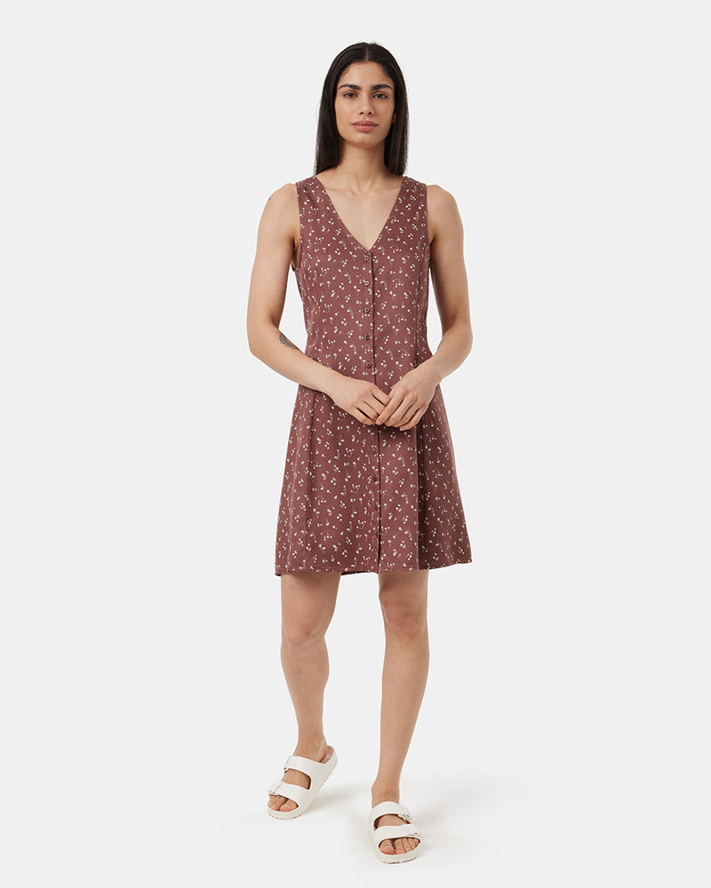 Red-V-Neck-Buttoned-Knee-Length-Tank-Dress