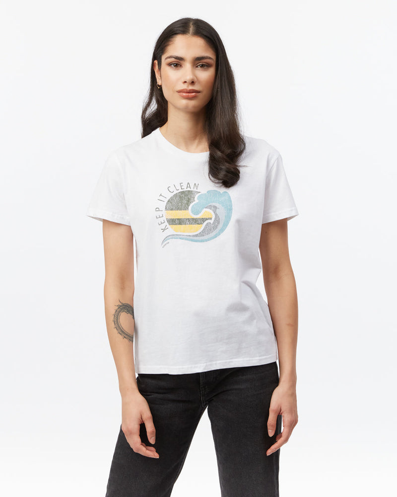 White-Organic-Cotton-Graphic-Tee *Model is 5'11", wearing size S