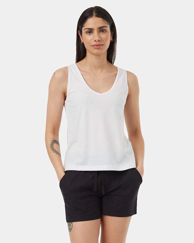 White-Double-V-Neck-Regular-Fit-Tank-Top