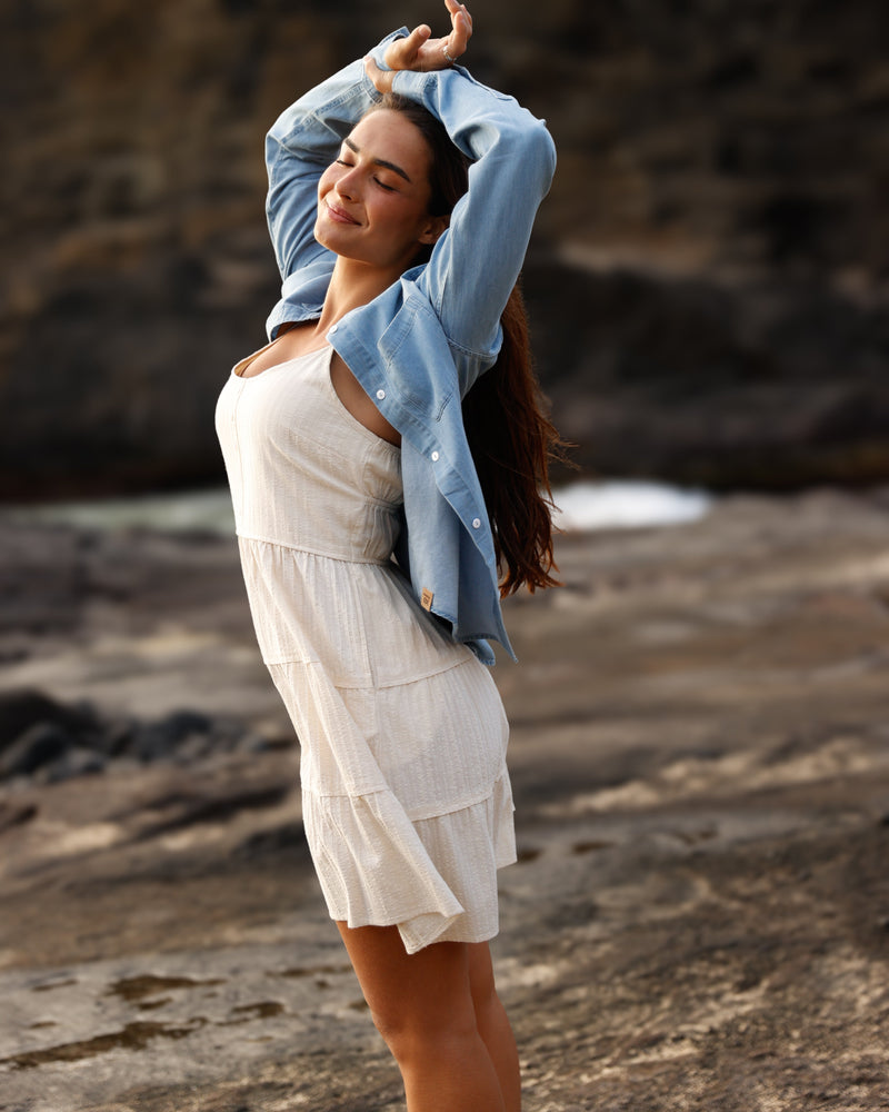 White-Organic-Cotton-Mini-Length-Dress