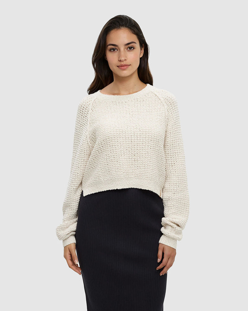 White-Oversize-Cropped-Recycled-Cotton-Sweater *Model is 5’8”, wearing size S