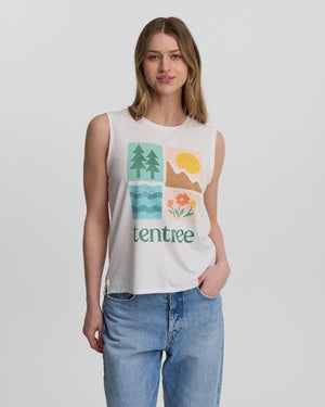 White-Treeblend-Relaxed-Graphic-Crew-Neck-Tank *Model is wearing size S
