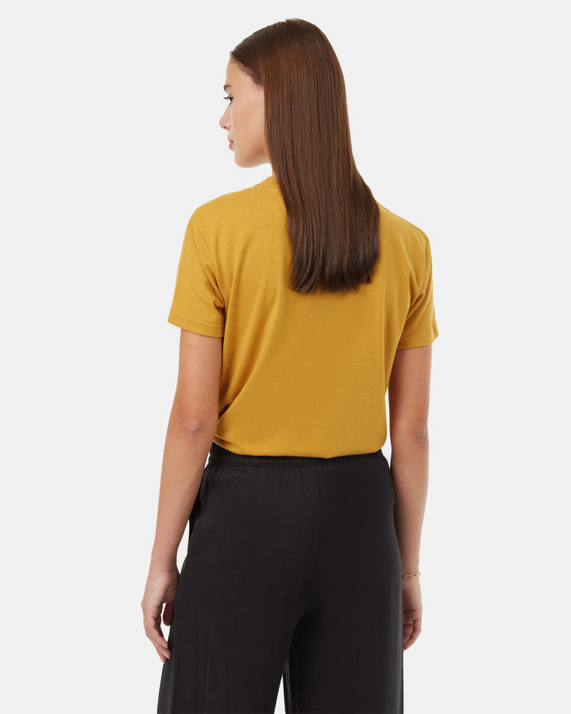 Yellow-Crew-Neck-Graphic-Shortsleeve-T-Shirt