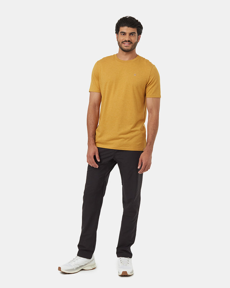 Yellow-Recycled-Polyester-Crew-Neck-Tee