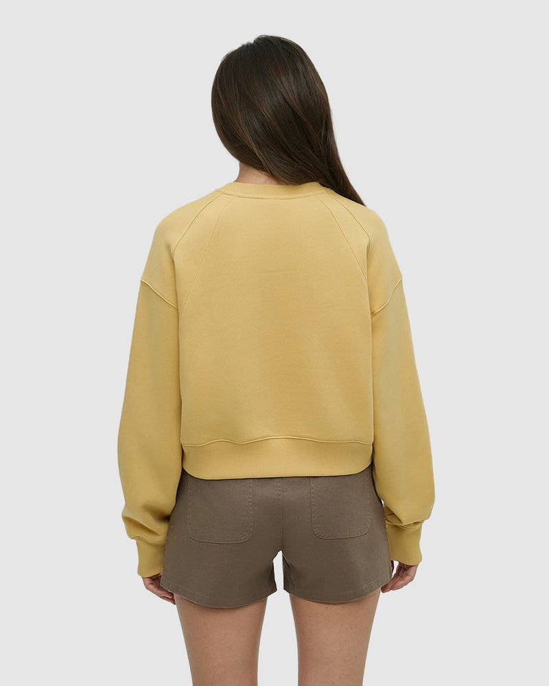 Yellow-TreeFleece-Oversized-Cropped-Crew