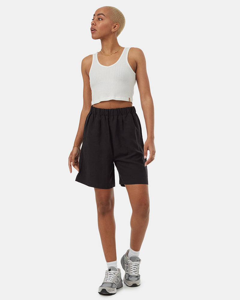 Black-Womens-High-Waisted-Shorts