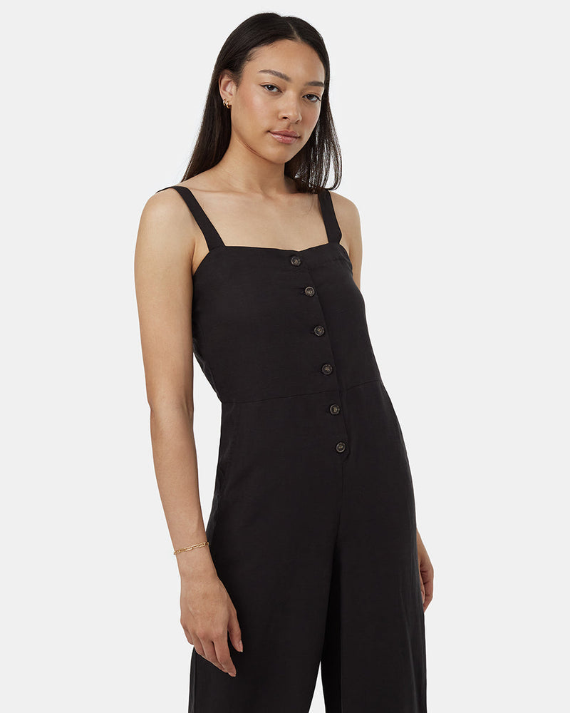 Black-Womens-TreeLinen-Botton-Down-Jumpsuit