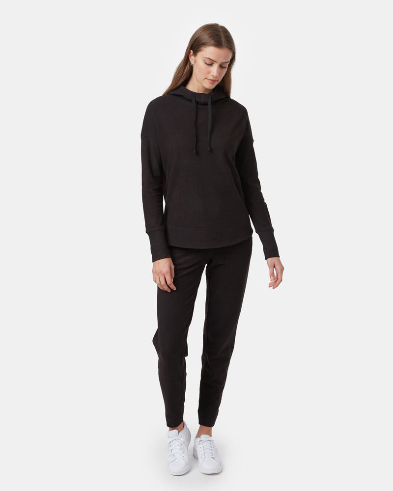 Black Women's Cowl Neck Fleece Hoodie