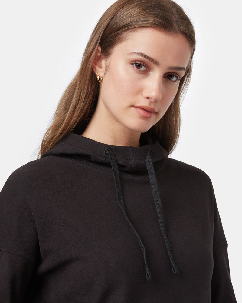 Black Women's Cowl Neck Fleece Hoodie