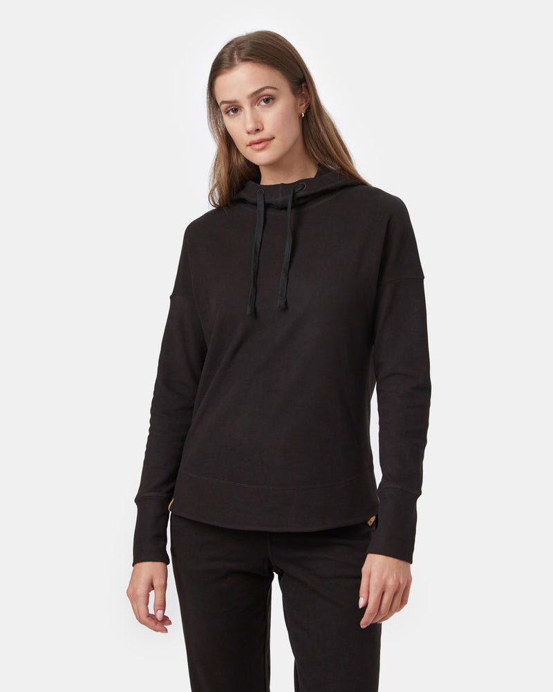 Black Women's Cowl Neck Fleece Hoodie