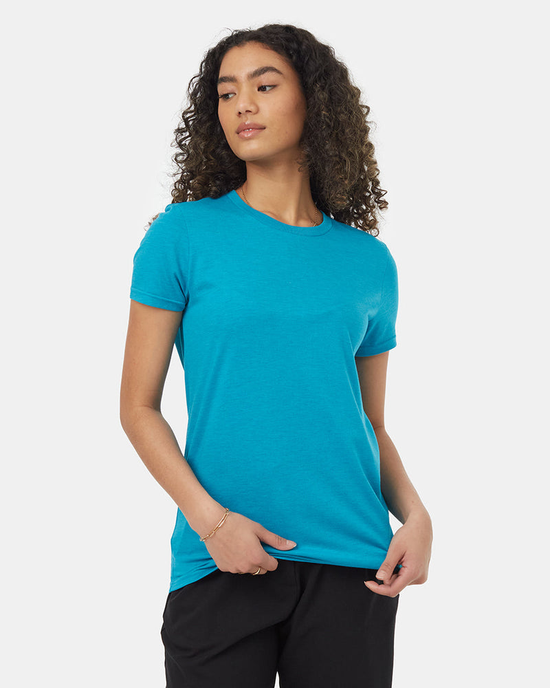 Blue-Recycled-Polyester-Crew-Neck-T-Shirt