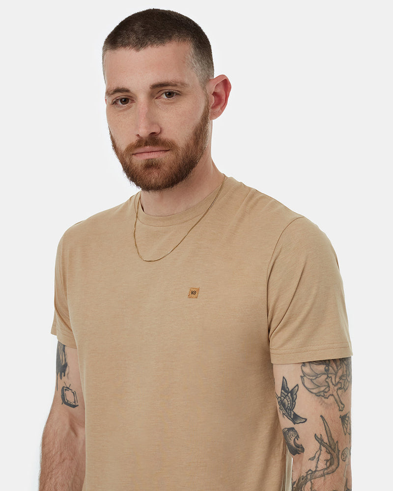 Brown-Recycled-Polyester-Crew-Neck-Tee