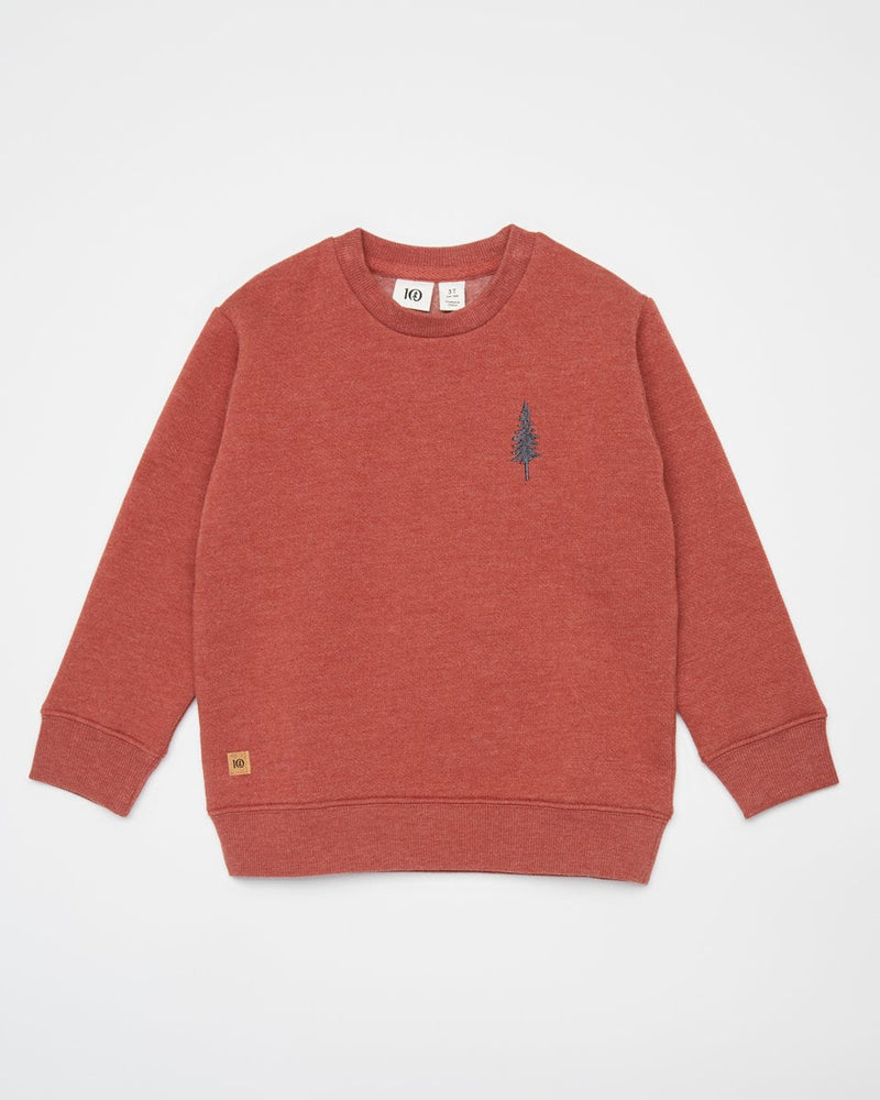 Red,Gray Kids Tree Embrodiery Sweatshirt