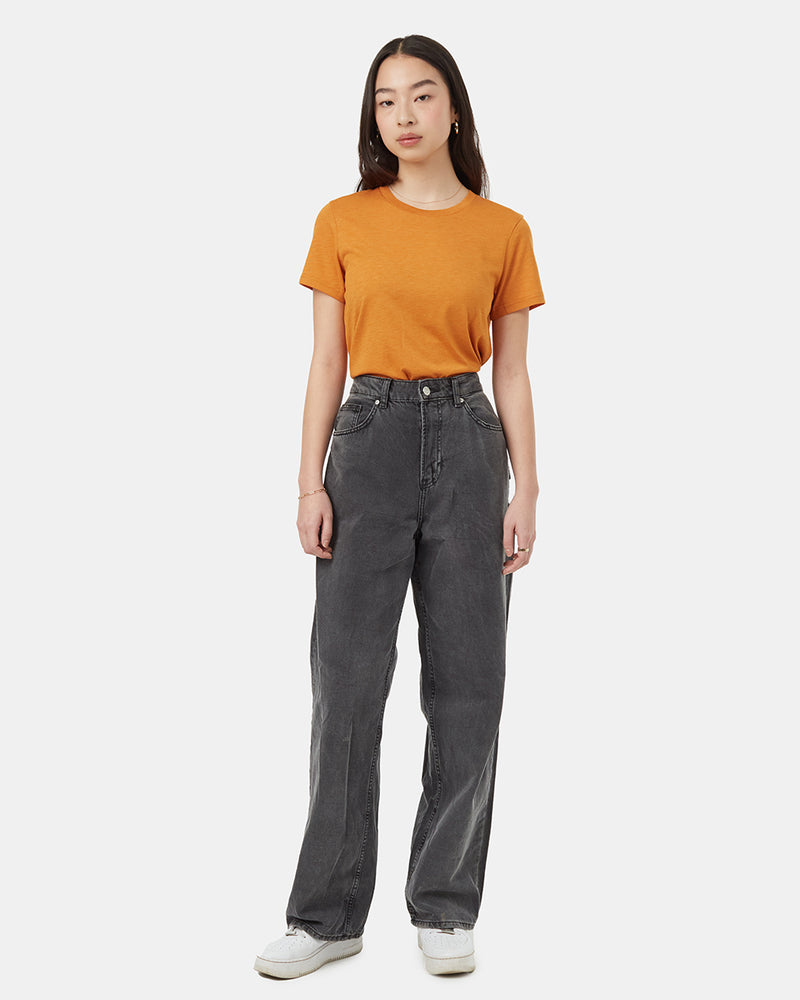 Orange-Recycled-Polyester-Crew-Neck-T-Shirt