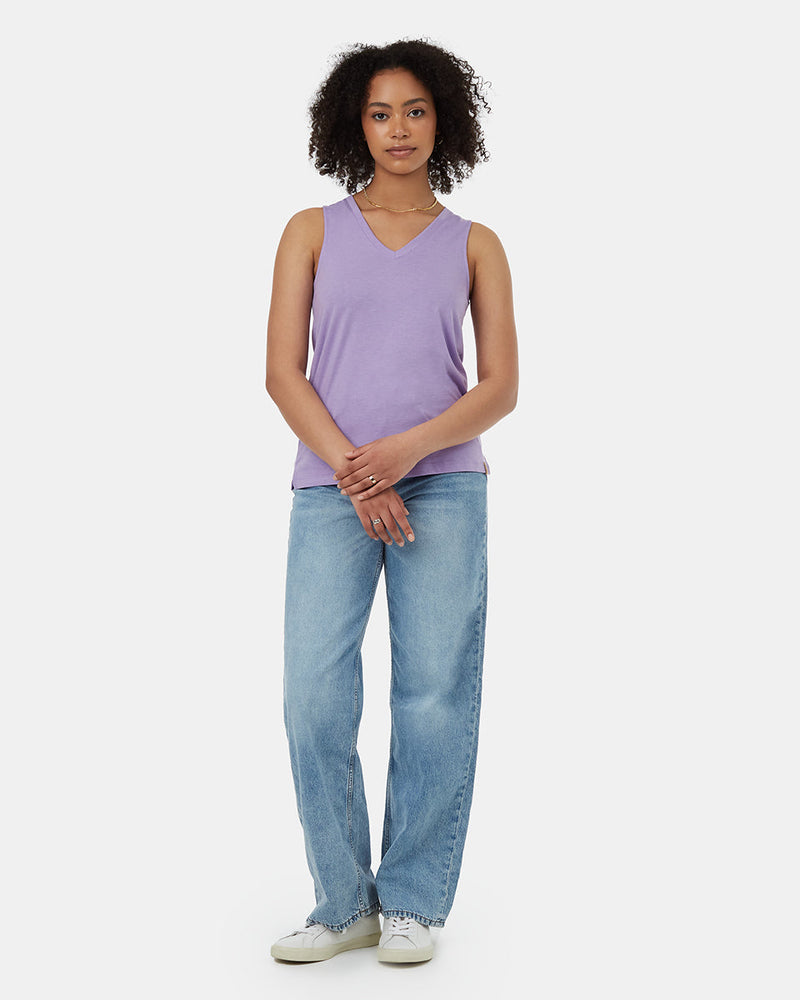 Purple-Womens-Recycled-V-Neck-Tank-Top
