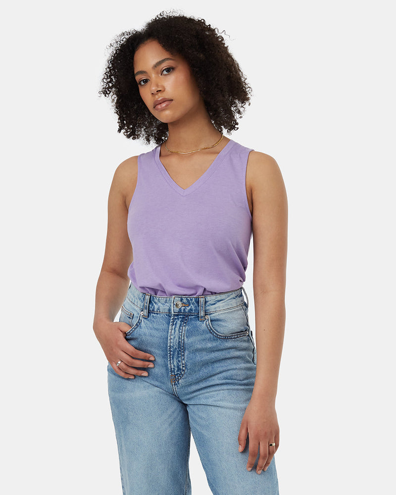 Purple-Womens-Recycled-V-Neck-Tank-Top