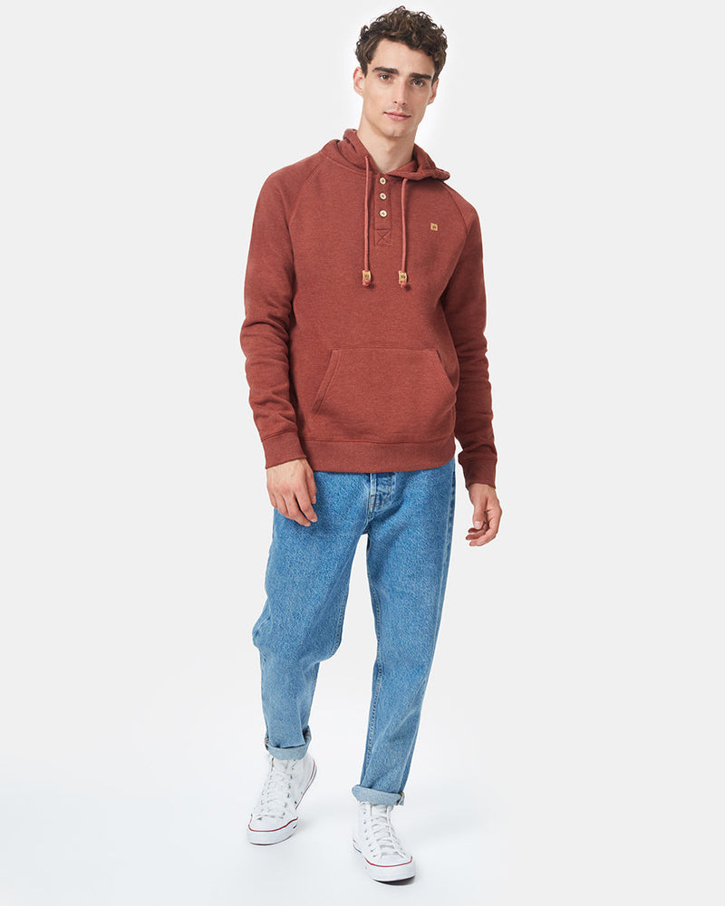 Red Organic Cotton Button Hoodie