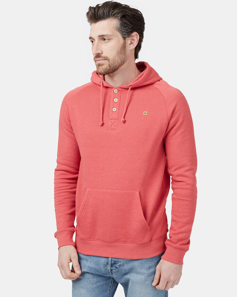 Red Organic Cotton Button Hoodie
