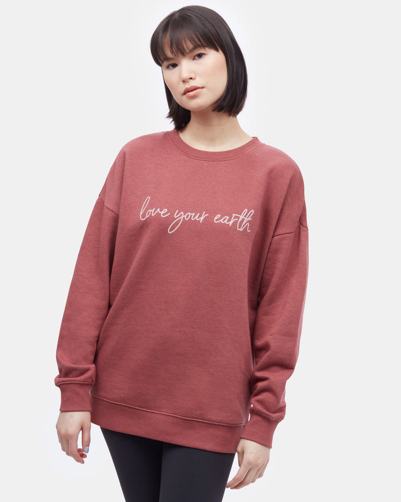 Red Women's Oversized Crew Sweatshirt