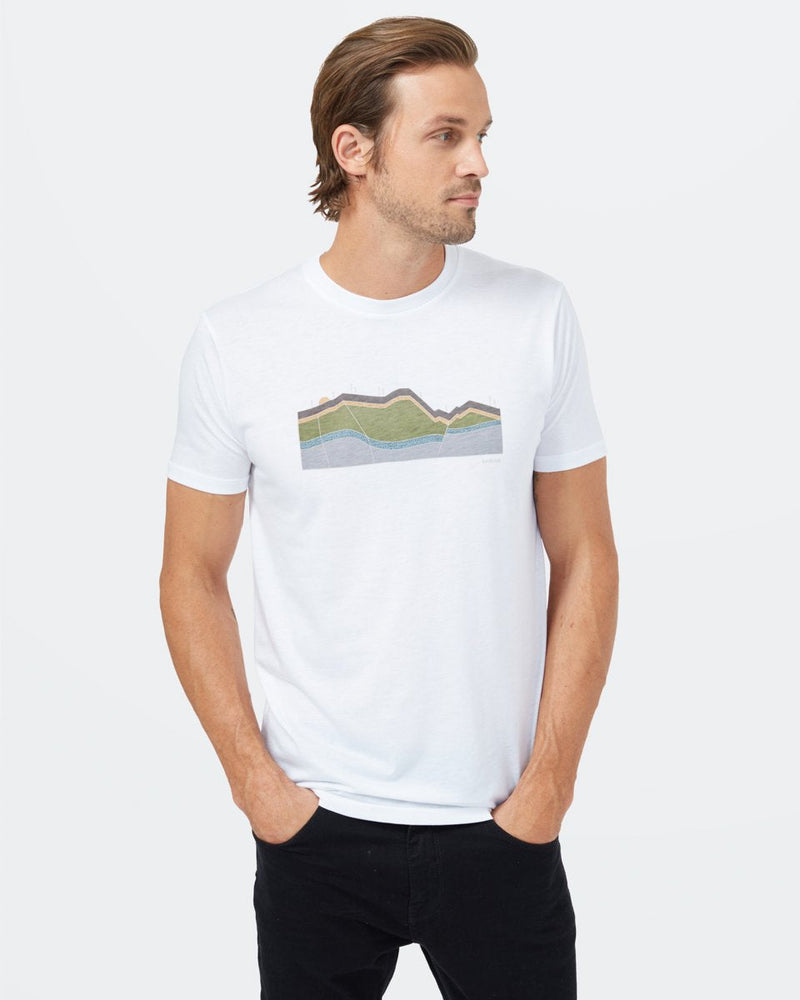White Men's Eco-Friendly Graphic Tee *Model is 6'2.5", wearing size M