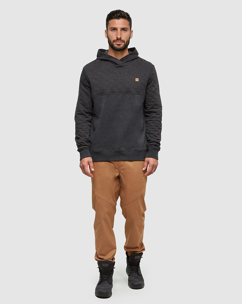 Black Quilted Graphic Hooded Pullover