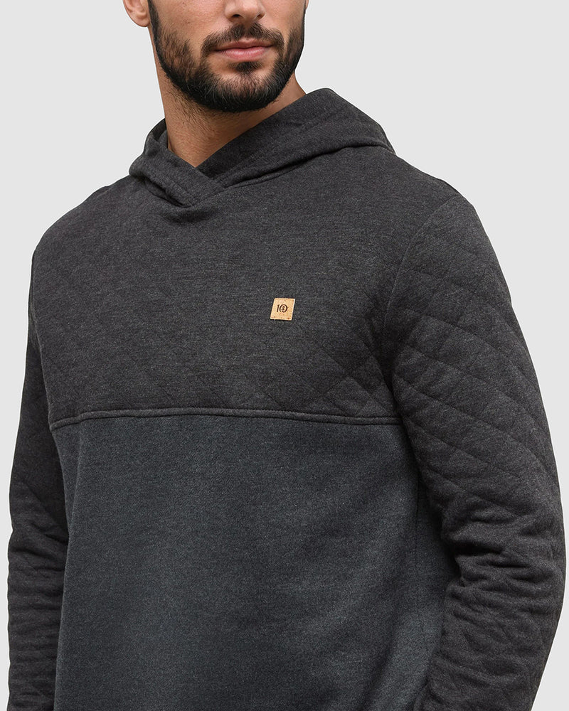 Black Quilted Graphic Hooded Pullover