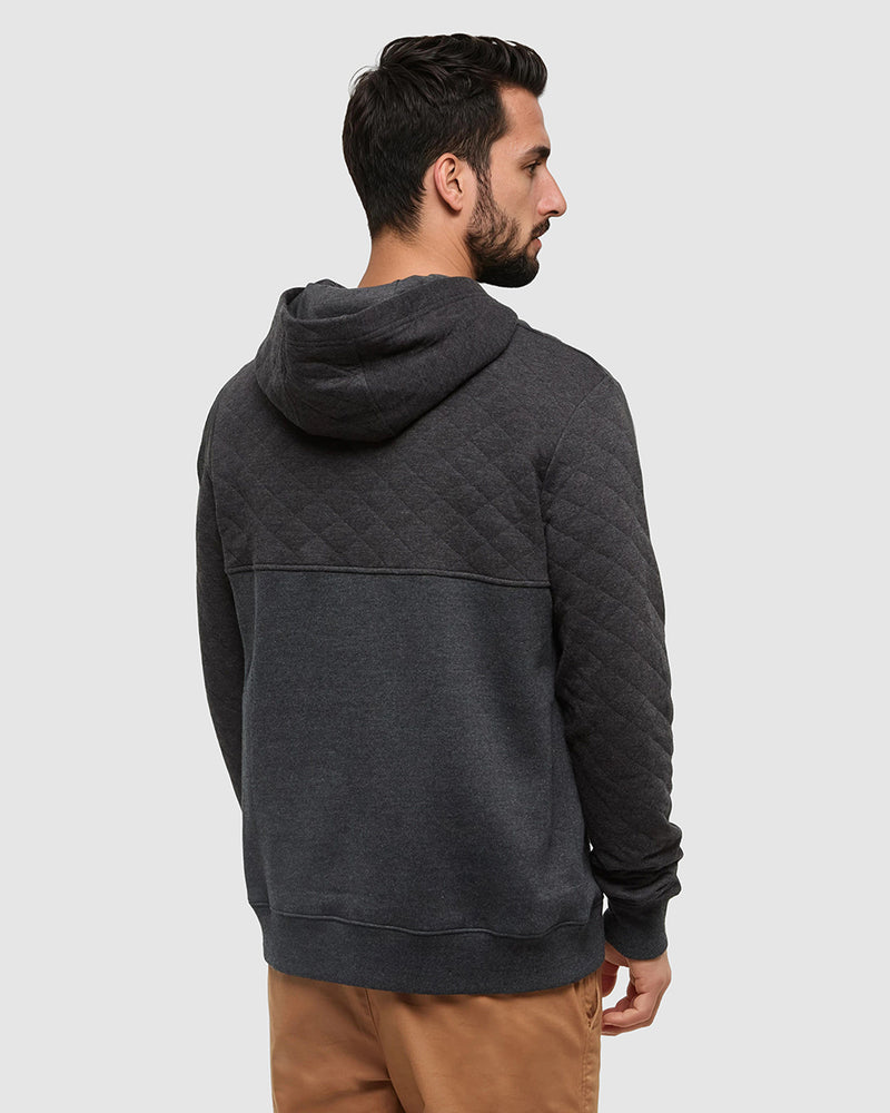 Black Quilted Graphic Hooded Pullover